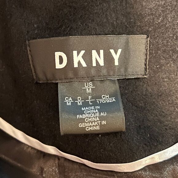 DKNY Women's Faux-Fur-Pocket Walker Coat Black Wool Blend Medium NWT - Picture 7 of 11